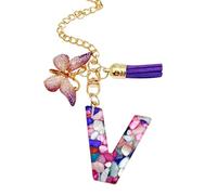 Cup Handle Charm, Letter Cup Decoration With Butterfly And Tassel, Trendy Modern Backpack Pendant, Mug Initial Keychain For Girls School Work Gym Outdoor