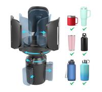Cup Holder Expander for Car with Adjustable Holder & Base, Compatible with 10 to 64 oz Yeti Ramblers, Stanley, Hydro Flask, Nalgene, Hold 2.9" to 5.5" Large Bottles Mugs Food Drink, Car Cup Holder