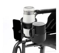 Cup Holder for Wheelchair, Scooter, Walker, Rollator - 2 in 1 Water/Drink Bottle Holder and Phone Bracket Accessories, Adjustable, 1 Pcs (Black-C)