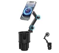 Cup Holder Phone Mount For Car | 2-in-1 Magnetic Cell Phone Stand & Cup Holder Expander | 360° Rotation Adjustable Long Arm Drink Adapter For Smartphones In Vehicles, SUVs, Trucks
