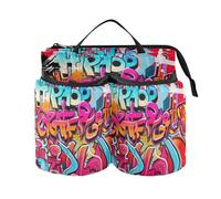 Cup Holder Suitcase Multifunctional Graffiti Wall Urban Hip Red Travel Accessories for Suitcase Travel Gifts for World Travelers