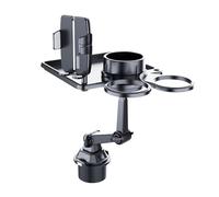 Cup Holder Tray with Phone Mount | Cup Holder Expander Adapter Food Tray | Large Capacity Burgers Snacks Juice Table Quick Disassembly for Road-Trip