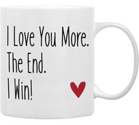 Cup I Love You More The End I Win Bride Mug Cafes 2 PCS | Durable Tea & Coffee Mugs Portable Hot Chocolate Cups Birthday Colleague
