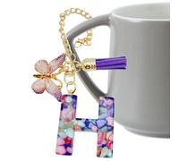 Cup Letter Charm | Cup Letter Pendant With Butterfly And Tassel | Cute Trendy Modern Backpack Pendant, Water Bottle Jewelry For School Work Outdoor Hiking Beach