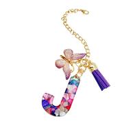 Cup Letter Charm | Letter Purse Charm With Butterfly And Tassel | Cute Trendy Modern Backpack Pendant, Water Bottle Jewelry For School Work Outdoor Hiking Beach