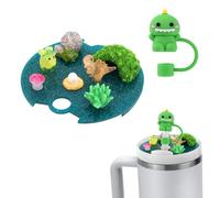 Cup Lid Charms for Stanley, Silicone Straw Covers Cap Acrylic Cup Lid Topper Accessories Charms Compatible with Stanley Cups H2.0 40oz for Cup Dust Protection (Dinosaur Style)