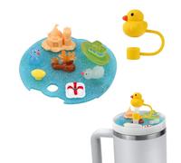 Cup Lid Charms Silicone Straw Covers for Stanley Cups H2.0 40oz | Cap Acrylic Cup Lid Topper Accessories Charms for Dust Protection (Duck Style)