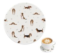 Cup Mat Coaster Playful Brown White Dog Ceramic Coasters for Drinks, Coffee Cup Mat Wipe Clean Coaster Suitable for Kinds of Cups Birthday Table Decorations, Dog Lovers Gifts Bestie Gifts, 4 Inch