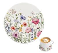 Cup Mat Coaster Soft Pink Floral Blooms Reusable Cup Coasters for Table Bar Mats for Hot Cups Coasters Decorative Home Accessories Party Decor, House Warming Gifts New Home Spring Easter Gifts, 4 Inch