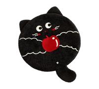 Cup Mat for Desk, Soft Plush Round Drink Pad in Black with Ear and Tail Shape, 6.69 in Tabletop Rest for Coffee Mug and Drink Glass