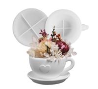 Cup Molds - Candle Container Crafts | Silicone Candle Mold Candle Holder Heart Shape Tea Cups Saucer Coffee Cup Resin Epoxy Plaster Mold for Boug