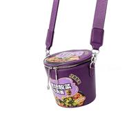Cup Noodle Crossbody Bag,Novelty Bucket Purse,Cylinder Shoulder Bag, Purple, One Size