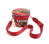Cup Noodle Crossbody Bag,Novelty Bucket Purse,Cylinder Shoulder Bag, Red, One Size