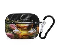 Cup of Tea Earbuds Organizer Shockproof Protective Airpods Pro Cover with Carabiner Clip Anti Fall Carrying Earphone Case Cover for Airpods Pro 2nd Generation Black