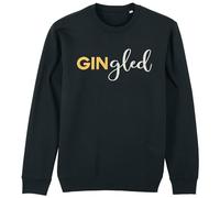 Cup of Tees Gingled Christmas Sweatshirt, Black Cotton Blend, Gold and White Glitter Text Design, Long Sleeve Holiday Festive Jumper (UK, Alpha, S, Regular, Regular)
