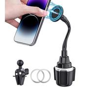 Cup Phone Holder for Car, Magnetic - Compatible with MagSafe, Secure Magnetic Mount, Stability-Enhanced Expandable Base, Flexible Reinforced Gooseneck, Works with iPhone, Galaxy, Pixel [Not Charger]