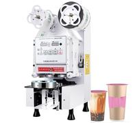 Cup Sealing Machine, 95/90mm Full Automatic Cup Sealing Machine, 450-550 Cups/H Digital Control LCD Panel Cup Sealer for Bubble Coffee Dessert Milk Tea Restaurant Juice Drink,White