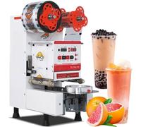 Cup Sealing Machine, Full Automatic Cup Sealer Machine 90/95mm, 540-760 Cups/H Commercial Electric, Digital Control LCD Panel Cup Sealer (White)