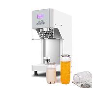 Cup Sealing Machine, Heat Sealer 370W Electric Can Seamer Machine with Digital Control LCD Panel, Intelligent Automatic Beer Can Sealing,Height Adjustable (White 110V)
