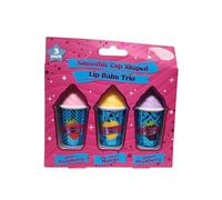 Cup Shaped Lip Balm Trio and Duo Set Assorted Flavoured Balms Novelty Gift Pack Moisturising Smooth Application Cute Travel Size Stocking Filler for Teens and Kids (smoothie cup shape)