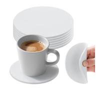 Cup Silicone Coasters,Absorbent Thermal Insulation Mat Coasters Set of 6 for Drink (White, 9cm)