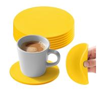 Cup Silicone Coasters,Absorbent Thermal Insulation Mat Coasters Set of 6 for Drink (Yellow, 11cm)