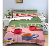 Cup Single Duvet Cover Set - Colorful Bedding Sets, Soft Microfibre Quilt Cover, Reversible Duvet Covers with Zipper Closure, 2 Pillow Cases 50x75 cm -Ai3470