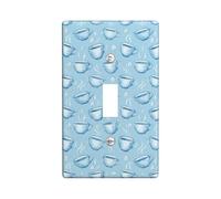 Cup Single Light Switch Cover Plate, Cozy Fanciful Steam Ice Block Winter Blue Plastic Standard Size Toggle Light Switch Cover for Home Living Room Bedroom Bathroom Decor (Single)
