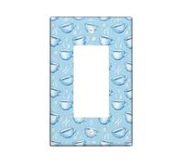 Cup Single Rocker Light Switch Cover, Cozy Fanciful Steam Ice Block Winter Blue Plastic Standard Size Decorative Wall Plates for Living Room Bedroom Home Office Decor