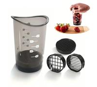 Cup Slicer, 2025 Upgraded Fruit Slicing Cup with Removable Blade & Push Plate, Multi-Function Kitchen Gadget for Cutting Eggs, Grapes, Strawberries, Bananas, Snacks & Salads