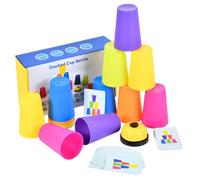 Cup Stacking Toys - Educational Kids Cup Stacking Set | Classic Speed Match Games Parent-Child Interactive Toys with 12 Cups & 50 Cards for Kids & Adults Family Night