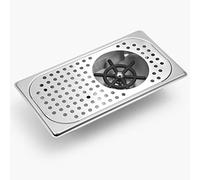 Cup Washer, Glass Rinser for Kitchen Sink, Stainless Steel Bottle Washer with Drain Pan, 360° Automatic Flushing, for Your Bar, Restaurant, Cafes, Milk Tea Shop (Silver 32.5x17.7cm)