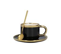 Cup with a saucer and spoon Homla SINNES Black, 250 ml