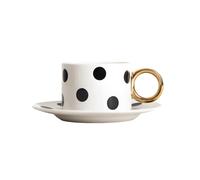 Cup with a saucer Homla LUNYA White/Black Balls, 200 ml