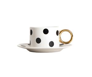 Cup with a saucer Homla LUNYA White/Black Balls, 200 ml