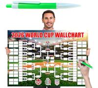 Cup26 Schedule Poster & Final Round 48-Team Collection Showcase,2-in-1 Functional Poster & Handwritten Watercolor Pen,PVC Double-Sided 2026,21*15Inches Matches Fixtures,Great Gifts for Soccer Fans
