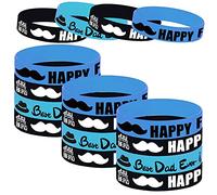 CupaPlay 24 PCS Father's Day Party Favors Rubber Bracelets - Fathers/Best Dad Ever Party Supplies Goodie Bag Stuffers Fillers Silicone Wristbands