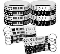 CupaPlay 24PCS Piano Notes Rubber Bracelets Keychains/Keyrings-Piano Notes Theme Party Supplies Decorations Music Birthday Baby Shower Silicone Wristbands Party Favors Events Prize