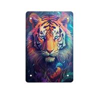 Cupattern Cool Tiger Watching You Print Colorful Graffiti Painting Animal Retro Poster Vintage Metal Tin Signs for Men Women Wall Art Decor for Home Bars Clubs Cafes Decoration