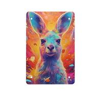 Cupattern Orange Aqua Kangroo Print Colorful Graffiti Painting Animal Retro Poster Vintage Metal Tin Signs for Men Women Wall Art Decor for Home Bars Clubs Cafes Decoration