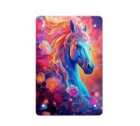 Cupattern Orange Pink Floral Aqua Horse Print Colorful Graffiti Painting Animal Retro Poster Vintage Metal Tin Signs for Men Women Wall Art Decor for Home Bars Clubs Cafes Decoration