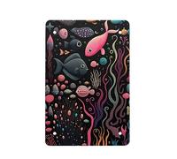 Cupattern Pink Black Sea Fish Print Colorful Graffiti Painting Animal Retro Poster Vintage Metal Tin Signs for Men Women Wall Art Decor for Home Bars Clubs Cafes Decoration