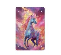 Cupattern Pink Yellow Unicorn Print Colorful Graffiti Painting Animal Retro Poster Vintage Metal Tin Signs for Men Women Wall Art Decor for Home Bars Clubs Cafes Decoration