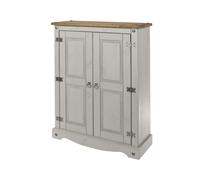 Core Products 2 Door Cupboard Unit, Corona Grey Wax & Antique Wax Top H110.0Cm X W80.0Cm X D29.6Cm