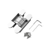 Cupboard Door Hinges 2 Pieces of Household Invisible Wooden Door Aluminum Alloy Swing Spring Hydraulic Buffer Adjustable Automatic Closing Hinge Matte Black 3.0 * 14.0Cm (Frosted Silver 3.0 * 14.0CM)