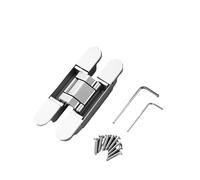 Cupboard Door Hinges 2 Pieces of Household Invisible Wooden Door Aluminum Alloy Swing Spring Hydraulic Buffer Adjustable Automatic Closing Hinge Matte Black 3.0 * 14.0Cm (Frosted Silver 2.5 * 15.0CM)