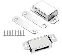Cupboard Door Magnetic Catch, 2 Pack Magnet Door Latch Stick on Magnets for Windows Closure, Heavy Duty Magnetic Cupboard Catch for Cabinet, Stainless Steel Medium Wardrobe Cabinet Magnets Catches