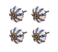 Cupboard Handles 4Pcs 4Pcs Tea Can Cabinet Door Drawer Chinese Style Ceramic Knobs Printed Handle Blue Willow Leaf