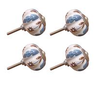 Cupboard Handles 4Pcs Ceramic Single Hole Knobs Retro Drawer Cabinet Wardrobe Shoe Cabinet Door Pulls No. 4 Mulberry Leaf