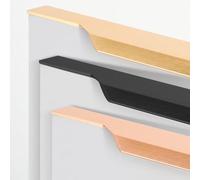 Cupboard Handles Finger Edge Pulls Kitchen Cabinet Handles 4 Pack Long 20 30 40 45 50 60 80 100cm Aluminum Bathroom Drawer Pulls(Gold,80cm)